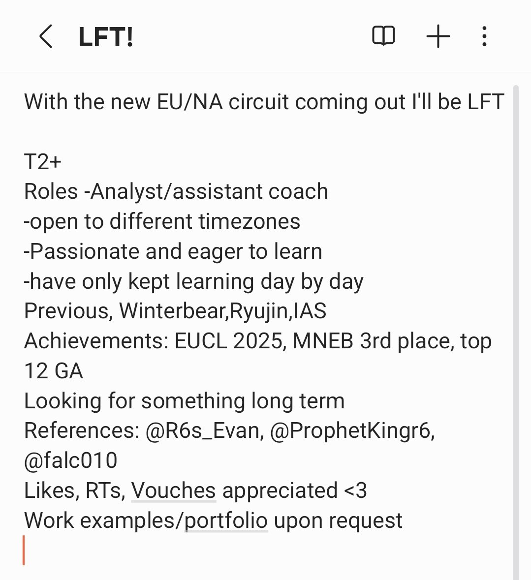 LFT for the upcoming T2 circuit 
Like,retweets, vouches appreciated 
&lt;3