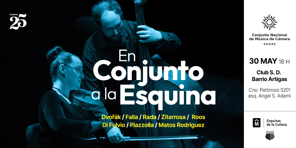 EN CONJUNTO A LA ESQUINA 🎻✨

Sigue la recorrida de El Conjunto Nacional de Música de Cámara <a href="/Sodre_Uruguay/">Sodre</a> por los barrios en el marco de este ciclo hermoso! 

¿Nos vemos este viernes? ☺️
A las 18h en el Club S. D. Barrio Artigas <a href="/Municipiod/">Municipio D</a>  con entrada libre y gratuita!