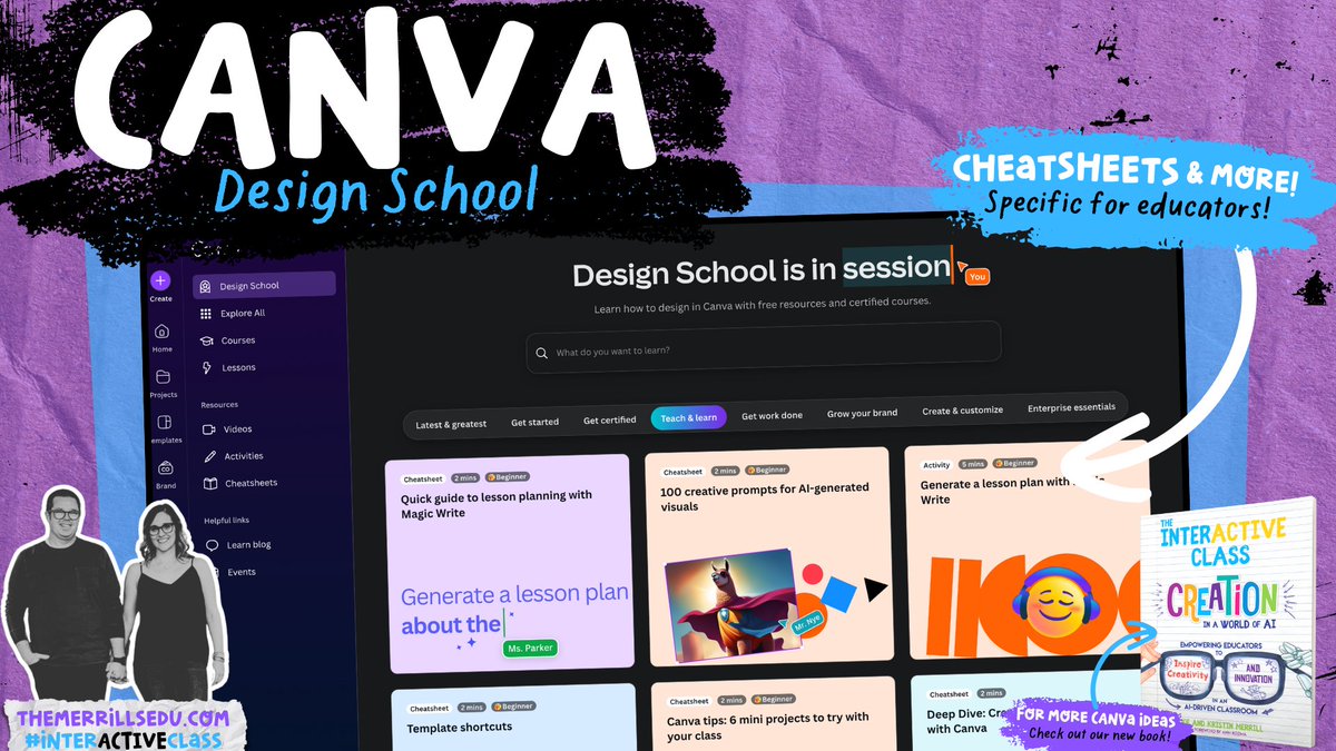 Learn how to design in <a href="/Canva/">Canva</a> with free resources and certified courses! 💙

Design School even has a specific folder for just educators! 🙌🏻

Check it out here ⤵️
canva.com/design-school

For more <a href="/CanvaEDU/">Canva Education</a> classroom activities, check out our book ⤵️
amzn.to/4isBiEE
