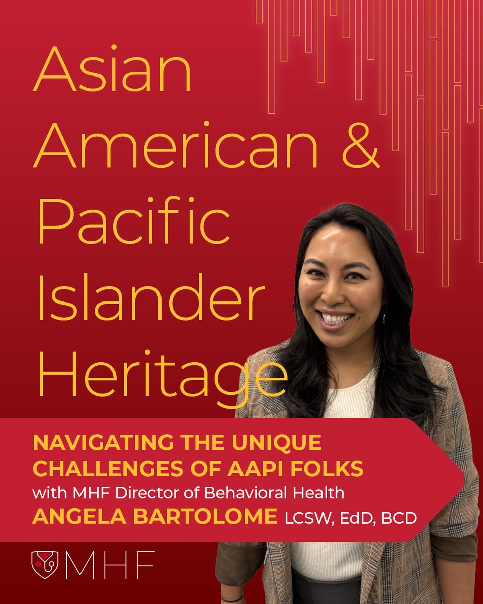MensHealthFound's tweet photo. In celebration of Asian American &amp; Pacific Islander Heritage Month, Angela Bartolome, MHF's director of behavioral health, shares her perspective on the challenges currently facing AAPI folks.

🔗Discover her perspectives as a mental health professional at https://t.co/4dSVnyLjEJ https://t.co/AHexpZlfkg