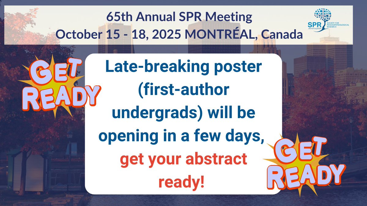 TheRealSPR's tweet image. Attention undergrads! Got exciting data to share?
Late-breaking poster submissions for #2025SPR open June 3rd—exclusively for undergraduate students!
Stay tuned for details.