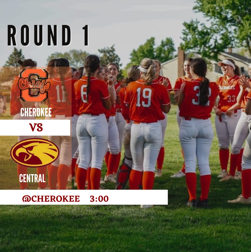 Cherokee Softball (@chschiefsb) on Twitter photo The playoff game scheduled for today has been moved to tomorrow 5/29 at Cherokee 3:00. 🧡 <a href="/Cherokee_HS/">Always_a_Chief</a> The playoff game scheduled for today has been moved to tomorrow 5/29 at Cherokee 3:00. 🧡 <a href="/Cherokee_HS/">Always_a_Chief</a>