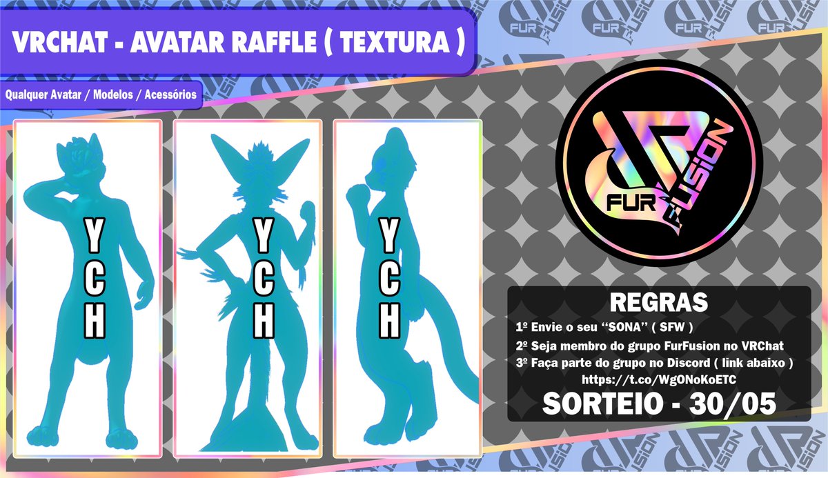 VRFurfusion's tweet image. Estamos fazendo RAFFLE de uma COMMISSION de avatar, com BASE A SUA ESCOLHA!

PARA PARITICPAR, BASTA:
- REPOSTAR este post
- ser MEMBRO do nosso grupo do VRChat.
- estar PRESENTE em nossa instância DIA 30/05 ÀS 23h00

[vrchat.com/home/group/grp…]

TEXTURA POR tiktok.com/@raverkoi
