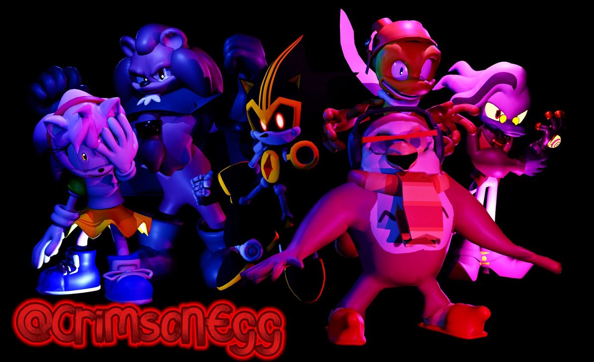 CrimsonEggamer's tweet photo. The Gang #SonicTheHedgehog #IDWSonic #SmithyTheLion #Shard #RosyTheRascal #NiteTheOwl #DoctorStarline #FlyingFrog #3Dart #Render #Blender3D https://t.co/RsUYIzBIBT