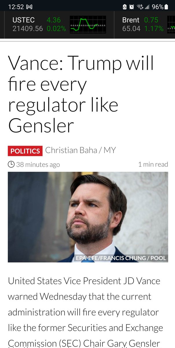 BossBlunts1's tweet photo. BREAKING 🚨

@JDVance just said, "TRUMP ADMIN WILL FIRE EVERY REGULATOR LIKE GARY GENSLER"

JD VANCE BLASTED THE BIDEN ADMIN FOR "USING THE REGULATORY POWER OF THE GOVERNMENT TO CRUSH AND INDUSTRY" IN REGARDS TO CRYPTO

"You will never see this administration trying to handicap your community," he concluded.

BULLISH 🚀