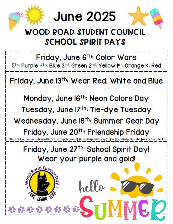Wood Road Elementary (@woodroadelem) on Twitter photo Here are the June Wood Road Student Council School Spirit Days! We can't wait to see all of your school spirit! πππ₯³<a href="/BSCSD/">Ballston Spa CSD</a> Here are the June Wood Road Student Council School Spirit Days! We can't wait to see all of your school spirit! πππ₯³<a href="/BSCSD/">Ballston Spa CSD</a>