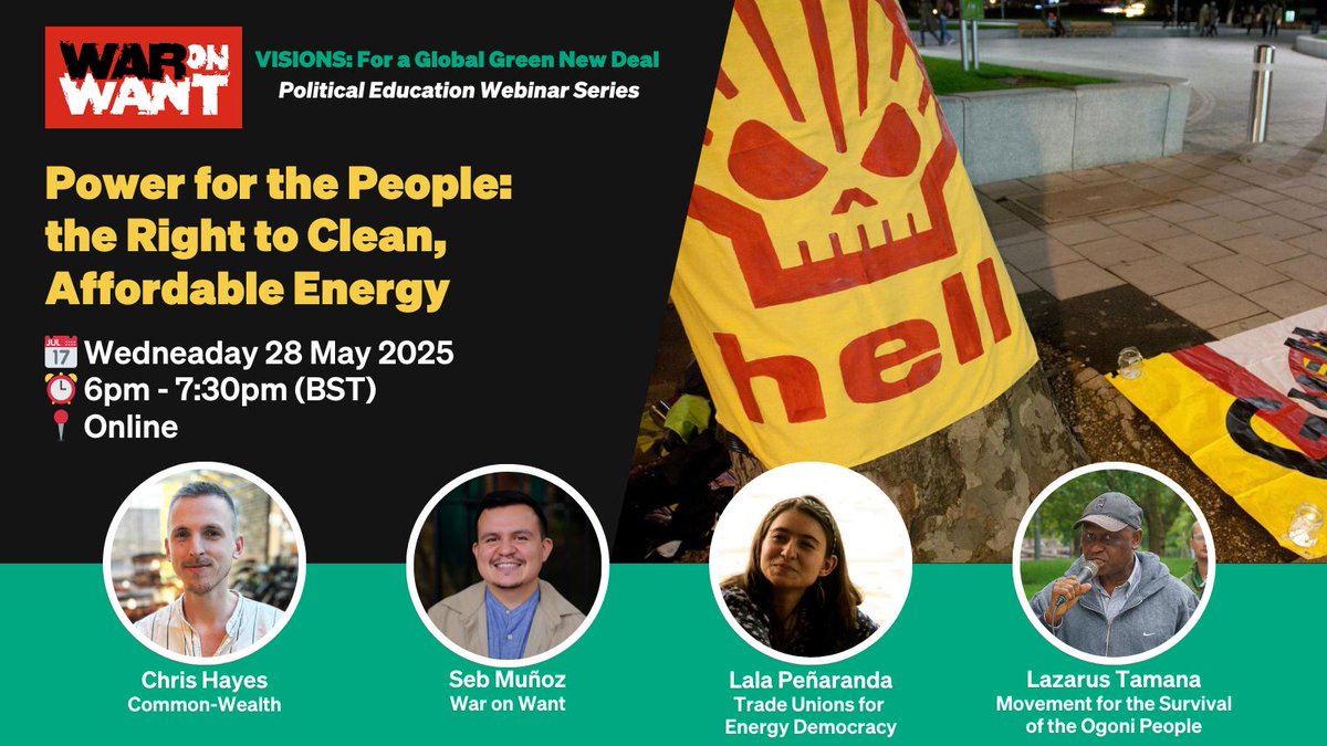 TUED (@tued_global) on Twitter photo 'The Nigerian gov permits Shell to mine on indigenous land bc it reps 90% of Nigeria’s foreign earnings. Results = benefits for few & devastation for many. Shell must be held accountable & we must develop an alt pathway'
- Lzarus Tamana, <a href="/MosopOgoni/">Movement for Survival of the Ogoni People (MOSOP)</a> on <a href="/WarOnWant/">War on Want</a> event 'The Nigerian gov permits Shell to mine on indigenous land bc it reps 90% of Nigeria’s foreign earnings. Results = benefits for few & devastation for many. Shell must be held accountable & we must develop an alt pathway'
- Lzarus Tamana, <a href="/MosopOgoni/">Movement for Survival of the Ogoni People (MOSOP)</a> on <a href="/WarOnWant/">War on Want</a> event