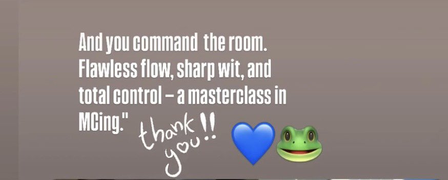 I’ve had a mic in my hand for about 40 years! It’s always great to get a compliment like this.  Thank you <a href="/BlueFrogLive/">Blue Frog Studios</a>
