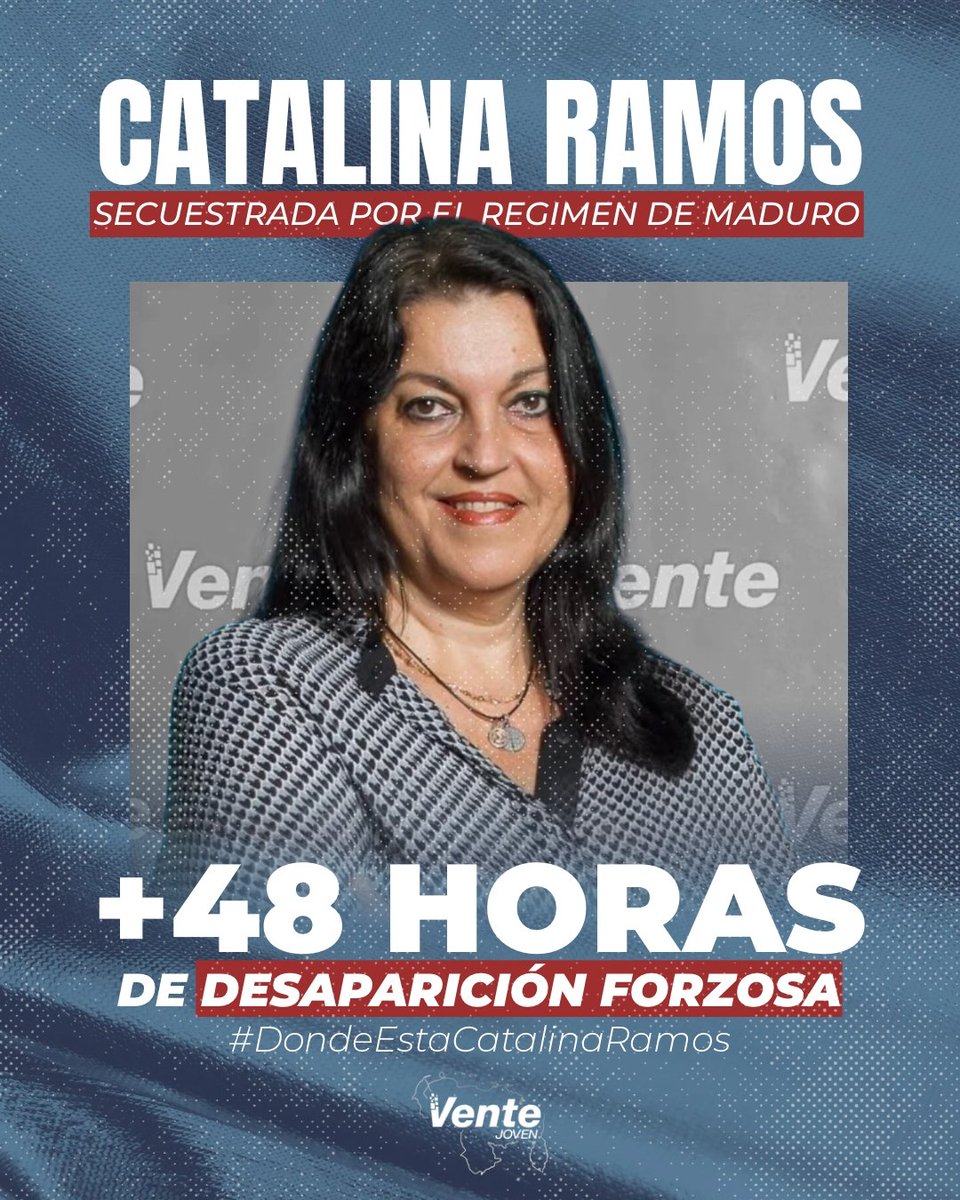 🚨 A +48 horas de DESAPARACION FORZOSA de Catalina Ramos, exigimos saber #DondeEstaCatalinaRamos

¡Basta de Persecución! Libertad para Catalina, Libertad para todos los presos Políticos.