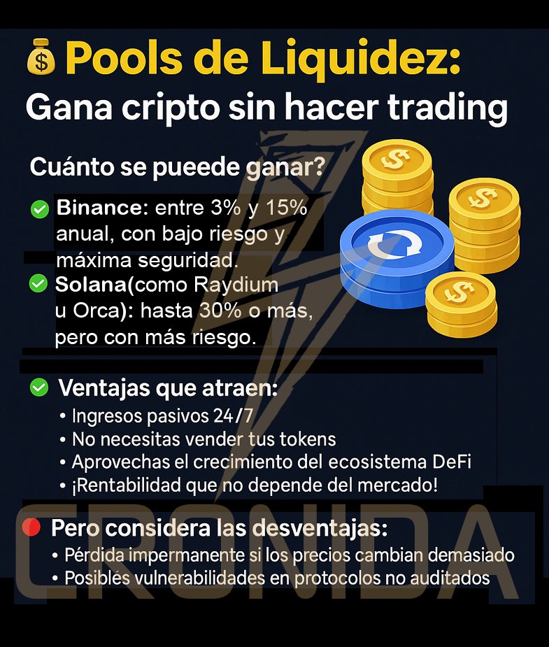 💰 Pools de Liquidez: ¡Gana en Cripto sin Tradear!

¿Sabías que puedes generar ingresos pasivos en cripto sin hacer trading ni estar pegado al gráfico?

#PoolsDeLiquidez #DeFi #CriptoInversion #RendimientoCripto #IngresosPasivos #BinanceEarn #SolanaDeFi #CriptoLatam