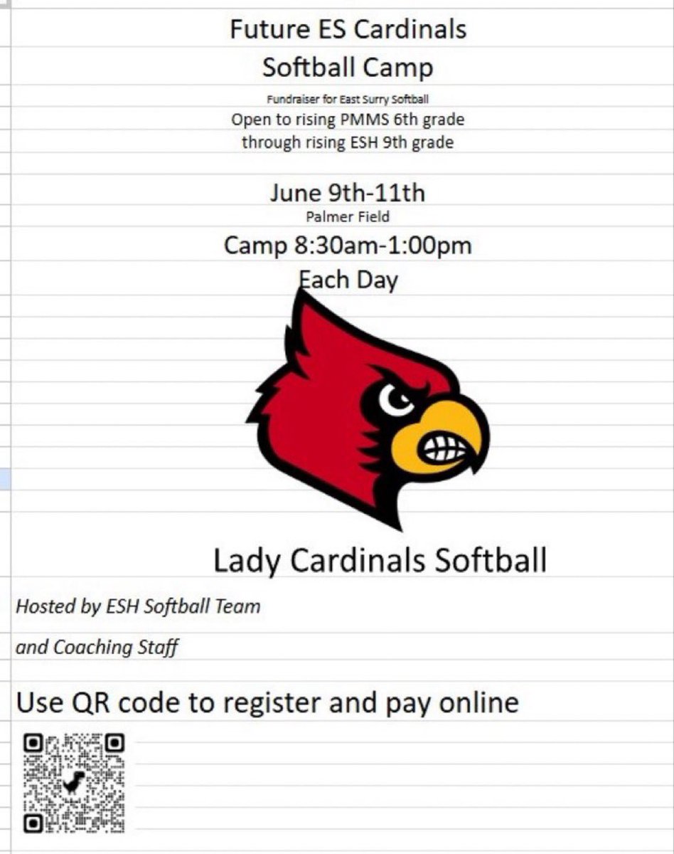 East Surry Softball (@esh_softball) on Twitter photo REMINDER!!! Deadline to sign up for our summer softball camp is tomorrow, May 29th. <a href="/ES_Athletics/">East Surry Athletics</a> <a href="/eastsurryhs/">East Surry HS</a> <a href="/PMMS_Ravens/">Pilot Mountain Middle School</a> REMINDER!!! Deadline to sign up for our summer softball camp is tomorrow, May 29th. <a href="/ES_Athletics/">East Surry Athletics</a> <a href="/eastsurryhs/">East Surry HS</a> <a href="/PMMS_Ravens/">Pilot Mountain Middle School</a>