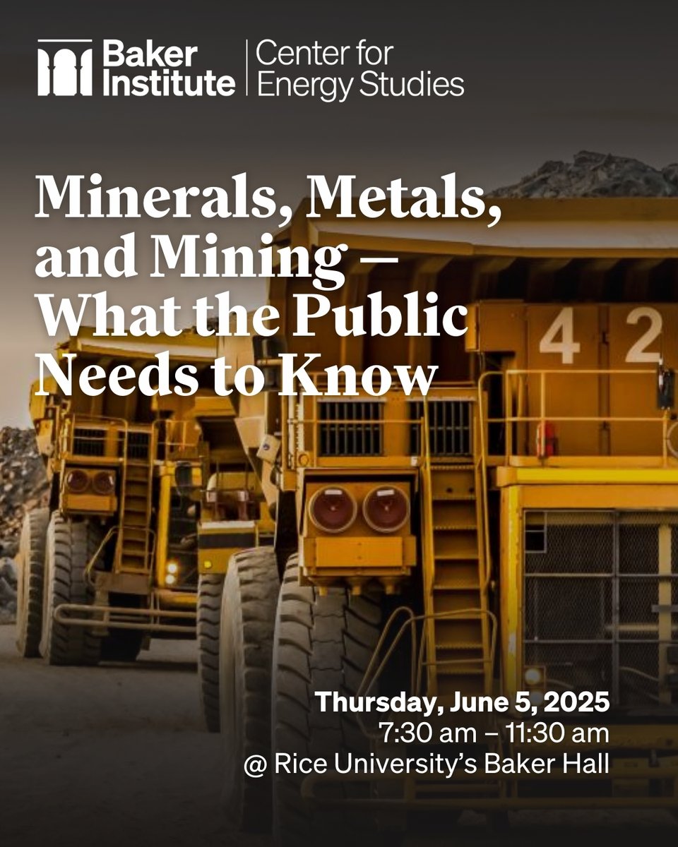 Baker Institute (@bakerinstitute) on Twitter photo 🔍 Supply chains. Reshoring. Security. Competitiveness.
Join the <a href="/CES_Baker_Inst/">Baker Institute Center for Energy Studies</a> for a free public event on how critical minerals and materials impact energy, defense & economic security amid rising global risks.
đź”— bit.ly/3EZa8qv
#EnergyPolicy #Houston #Event 🔍 Supply chains. Reshoring. Security. Competitiveness.
Join the <a href="/CES_Baker_Inst/">Baker Institute Center for Energy Studies</a> for a free public event on how critical minerals and materials impact energy, defense & economic security amid rising global risks.
đź”— bit.ly/3EZa8qv
#EnergyPolicy #Houston #Event