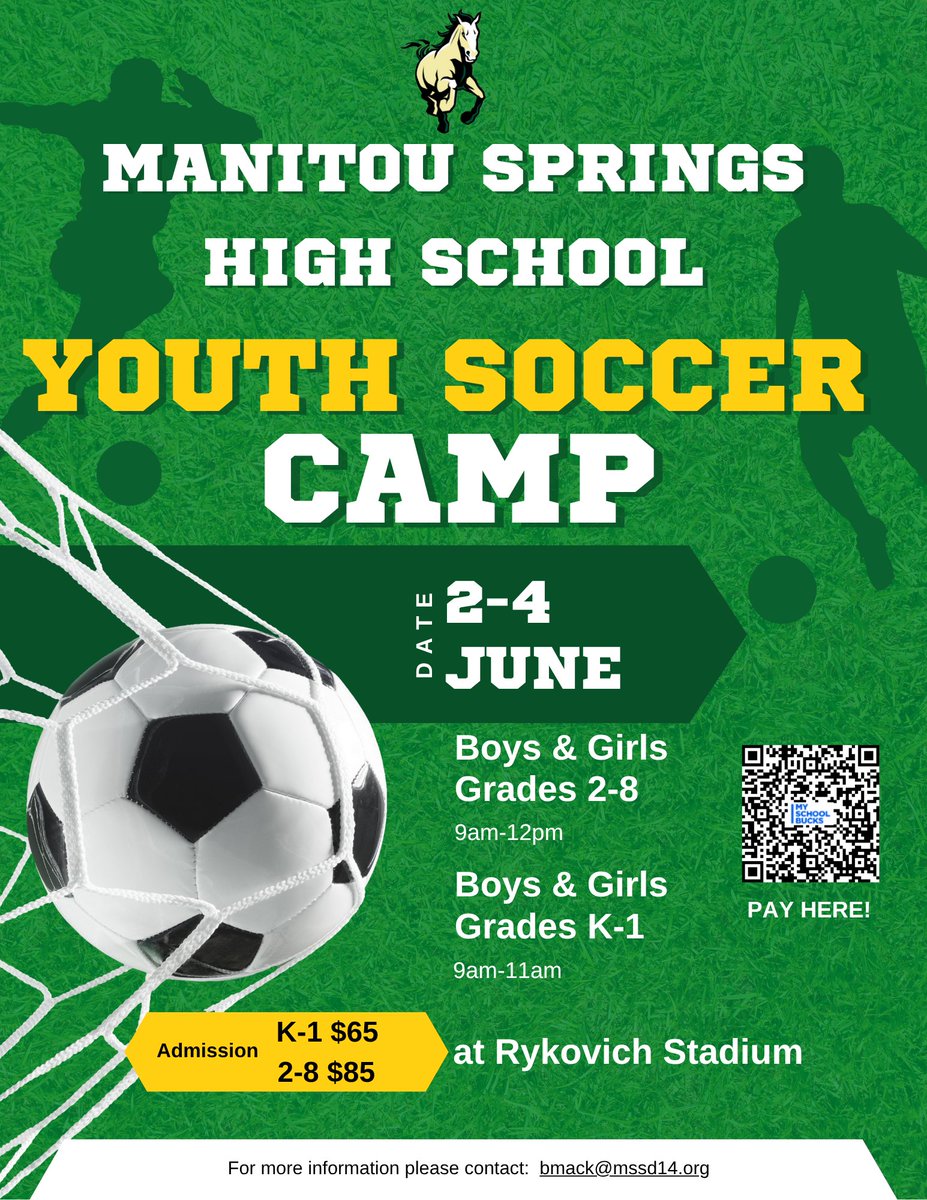 UPCOMING YOUTH CAMP!

Our soccer team is hosting a camp June 2-4. See
below for details!