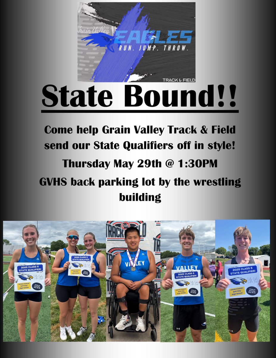 Come cheer these kiddos on and wish them luck tomorrow afternoon! Good luck to all!!!