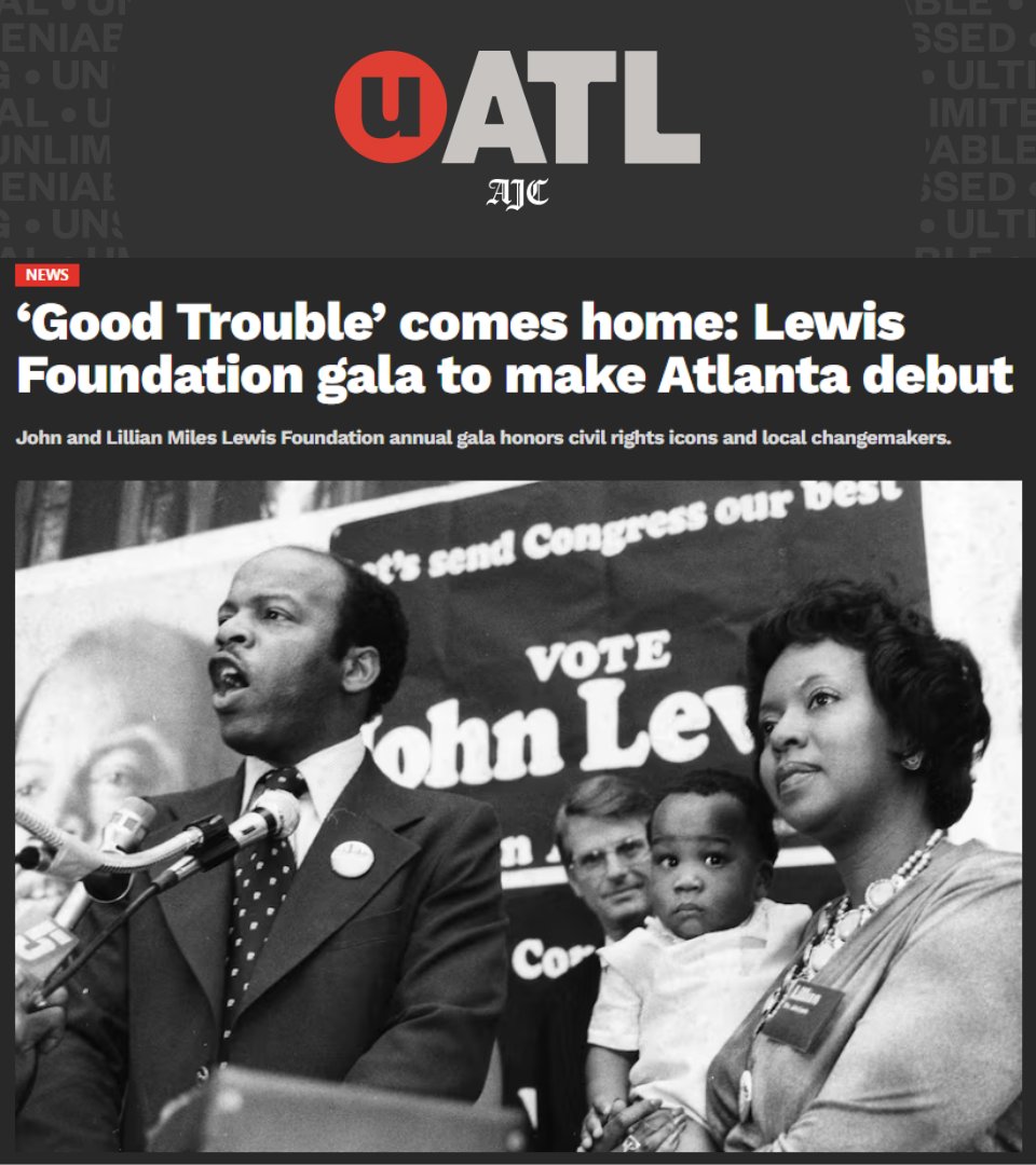 johnlewisorgs's tweet photo. We're looking forward to our #GoodTroubleGala tomorrow night at Flourish / @alegendaryevent. Check out @erniesuggs's article for the @ajc. Online today / in-print tomorrow. @SmithsonianSec and Billye Suber Aaron are our honorees.
#JLMF
🔗https://t.co/dTYqOoGchl https://t.co/AfoQZekeRJ