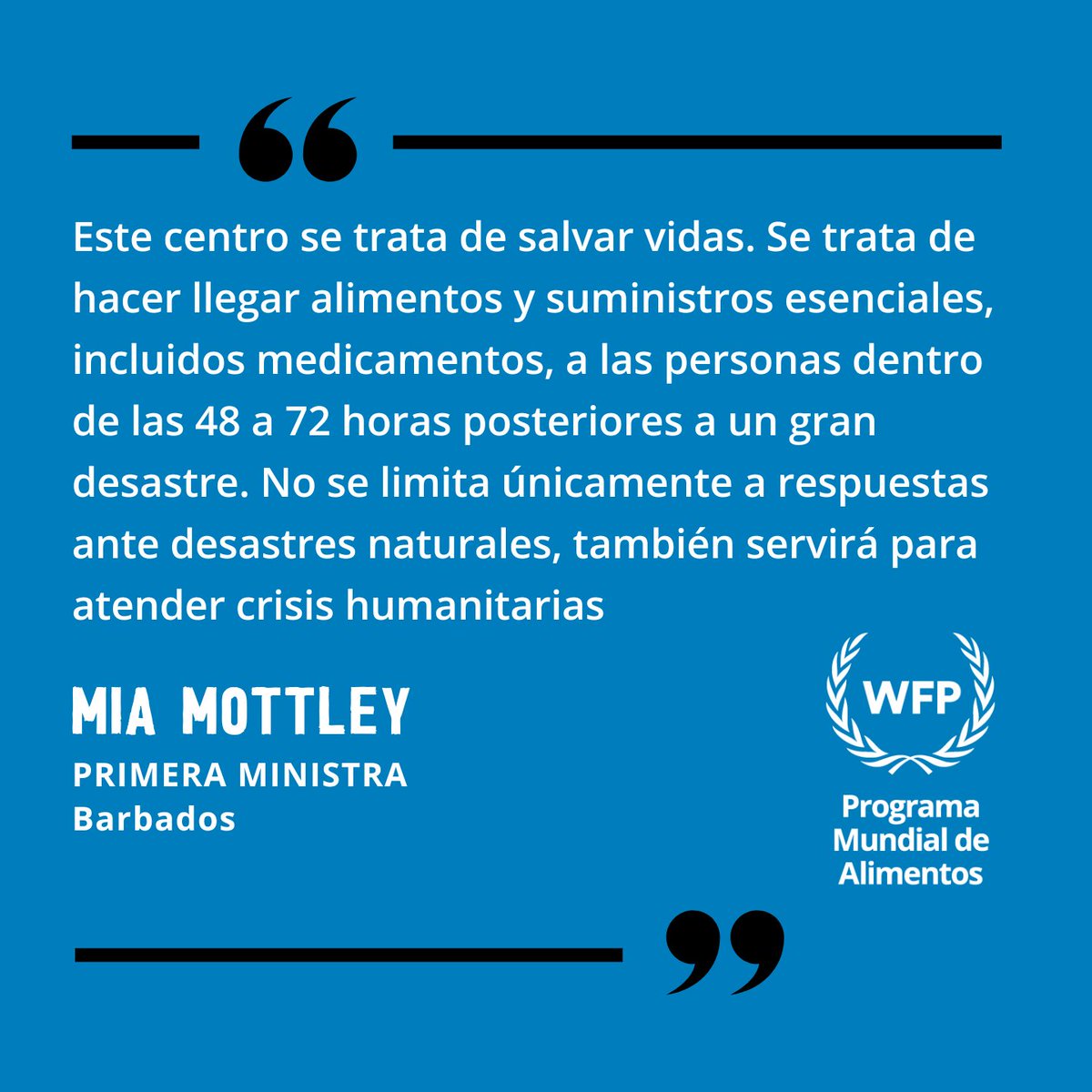 WFP Español (@wfp_es) on Twitter photo Durante la inauguración del hub logístico regional con <a href="/miaamormottley/">Mia Amor Mottley</a>, Primera Ministra de #Barbados, quedó claro que este centro es clave para llevar alimentos y medicinas en 48-72 horas tras un desastre. 🌀🚨
¡Salvamos vidas juntos!
@wfp_caribbean
👉bit.ly/CaribbeanHub Durante la inauguración del hub logístico regional con <a href="/miaamormottley/">Mia Amor Mottley</a>, Primera Ministra de #Barbados, quedó claro que este centro es clave para llevar alimentos y medicinas en 48-72 horas tras un desastre. 🌀🚨
¡Salvamos vidas juntos!
@wfp_caribbean
👉bit.ly/CaribbeanHub