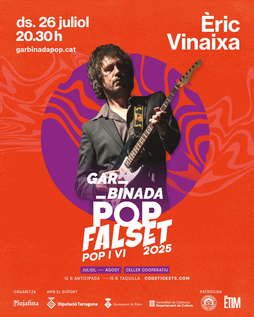 La Garbinada arrenca amb Èric Vinaixa i les seves cançons de mitjanit. Música, vi i calor d’estiu a Falset 🍷🎸

#GarbinadaPop2025