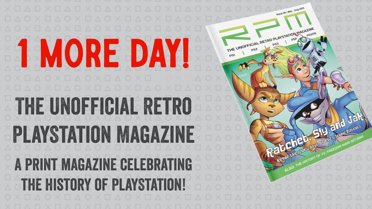 Only one day left to back issue 6 of RPM - The Unofficial Retro PlayStation Magazine!

Retweets would be appreciated!

kickstarter.com/projects/2o4g/…