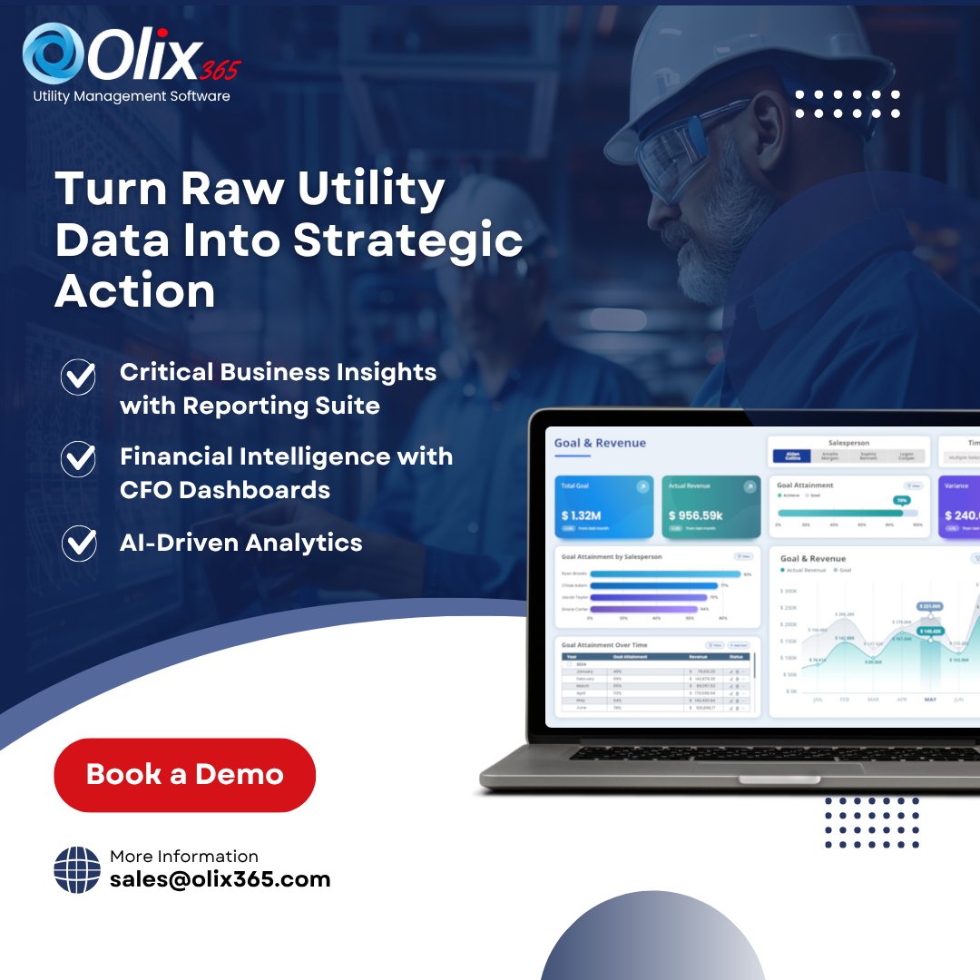 Olix365software's tweet photo. Turn raw Utility data into smarter insights, seamless compliance, and informed decision making with our Reporting Suite.
 
Book a free demo: https://t.co/PpJhaJyaGQ

#Olix365 #UtilitySolutions #CloudERP #SmartOperations https://t.co/jWsrVPkccp