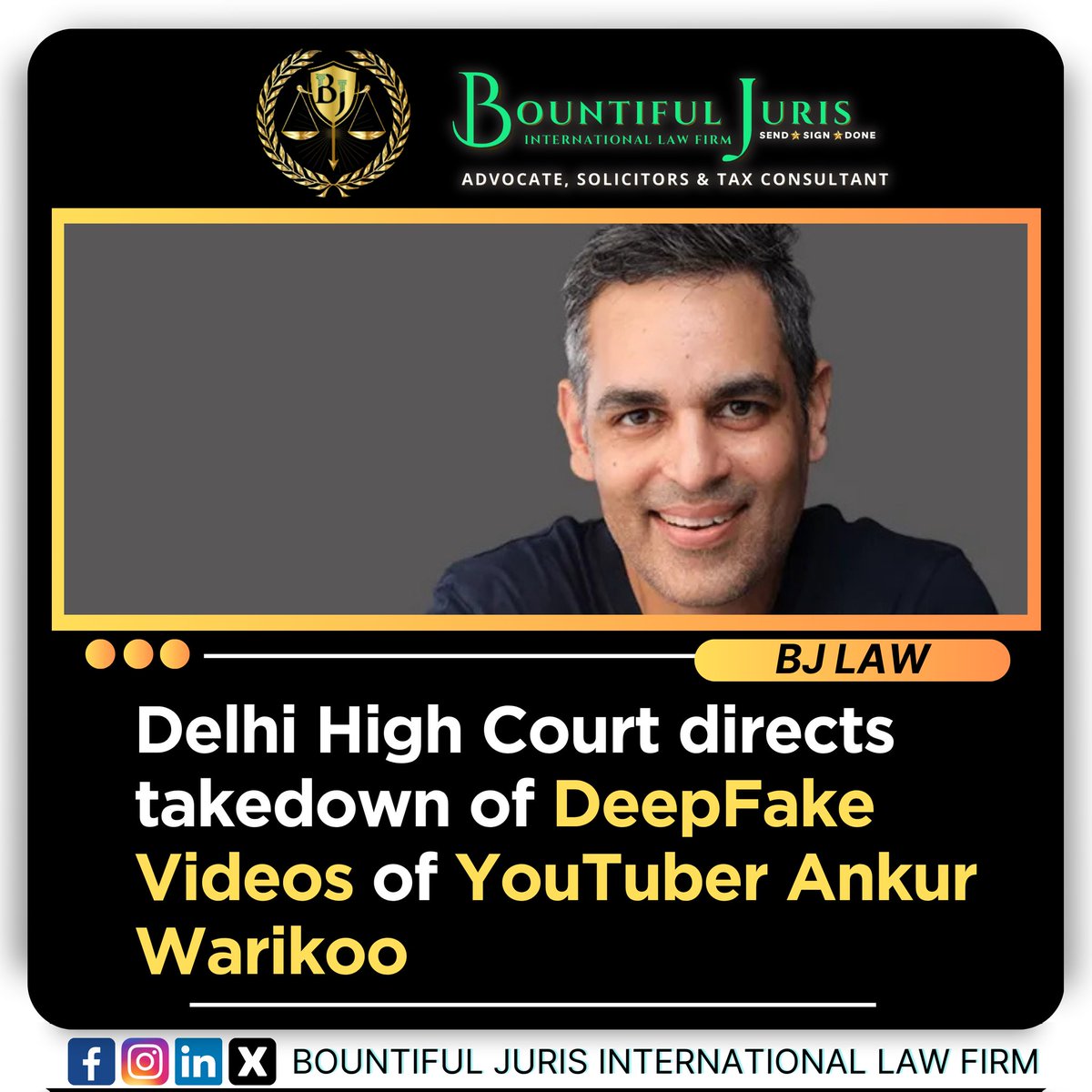 Bountiful_Juri's tweet photo. Delhi High Court directs takedown of DeepFake Videos of YouTuber Ankur Warikoo
.
Follow Us For More Updates 
.
.
.
.
#youtuber #influencer #ankurwarikoo #videos #reelvideo #deepfake #shorts #bountifuljuris https://t.co/qyJNwRQSj6