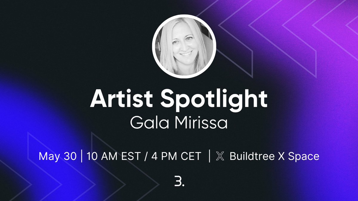 Buildtree (@buildtree_io) on Twitter photo 🚨 Next Up on Artist Spotlight 🚨
This Friday, we welcome <a href="/Gala_Mirissa/">Ǥᗩᒪᗩ ᗰᎥᖇᎥᔕᔕᗩ 🅰🆁🆃</a> to our "Artist Spotlight" space, Ep. 28!
Gala is one of the most influential Hispanic artists in Web3, known for blending digital art and technology with profound emotional depth.
Her work explores pain, 🚨 Next Up on Artist Spotlight 🚨
This Friday, we welcome <a href="/Gala_Mirissa/">Ǥᗩᒪᗩ ᗰᎥᖇᎥᔕᔕᗩ 🅰🆁🆃</a> to our "Artist Spotlight" space, Ep. 28!
Gala is one of the most influential Hispanic artists in Web3, known for blending digital art and technology with profound emotional depth.
Her work explores pain,