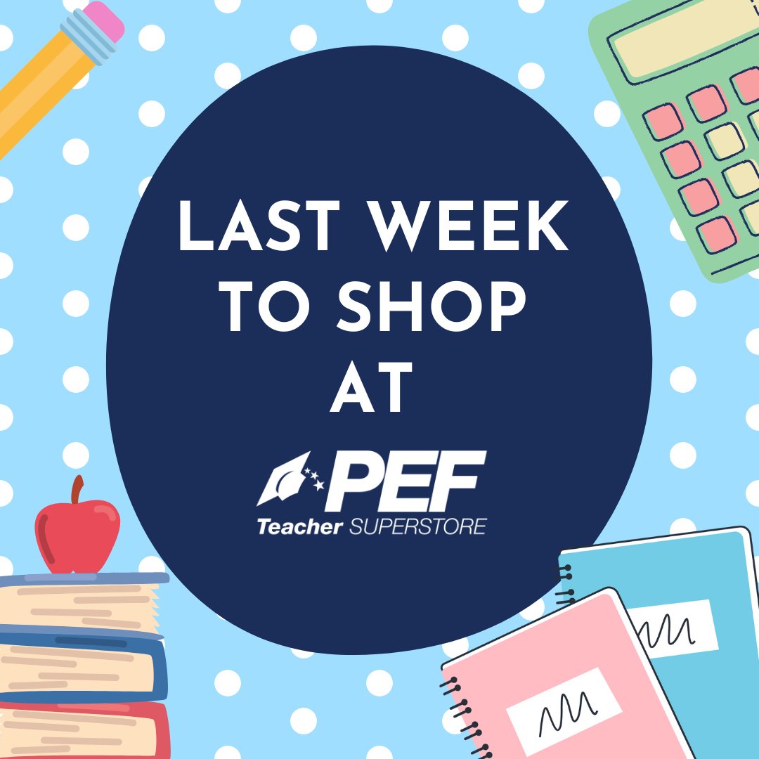 This is the final week to shop at the Teacher Superstore! Make sure to grab your school essentials and get a jump start on next year before we close for the summer. See you soon!
