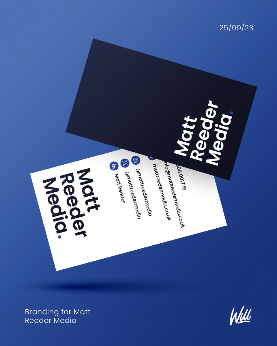 Sometimes branding doesn’t need the fluff. 🎯
.
<a href="/mattreedermedia/">Matt Reeder</a>  needed a bold logo, some branded bits, and a simple site he could run himself — so that’s exactly what we made.
. 
Always a pleasure working with Matt 👍