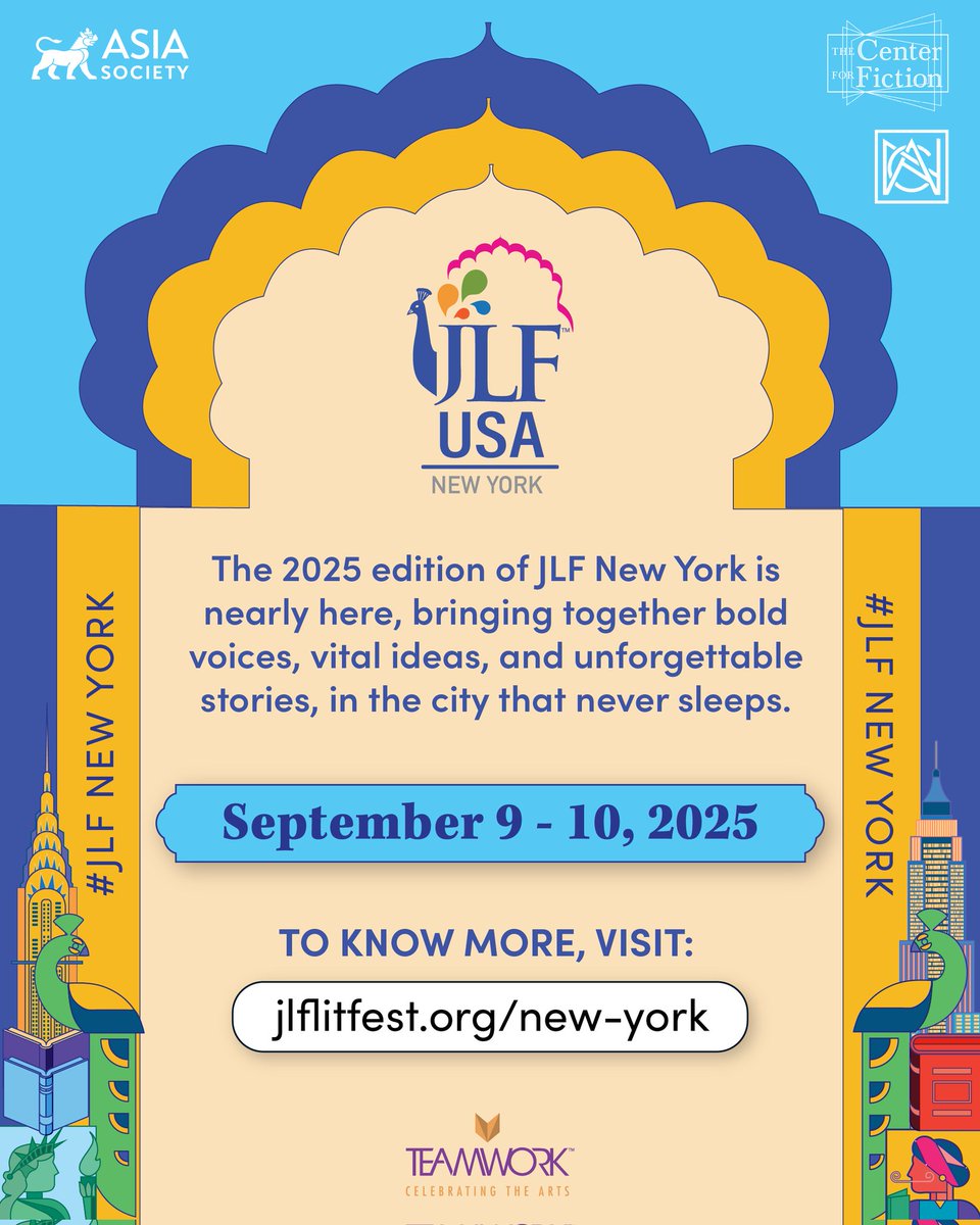 Mark your calendars, as JLF New York returns in 2025, bringing its signature literary flair to this magical city. For more information, use the link below!
jlflitfest.org/new-york

#jlfusa #jlfnewyork2025 #literature #books #conversations