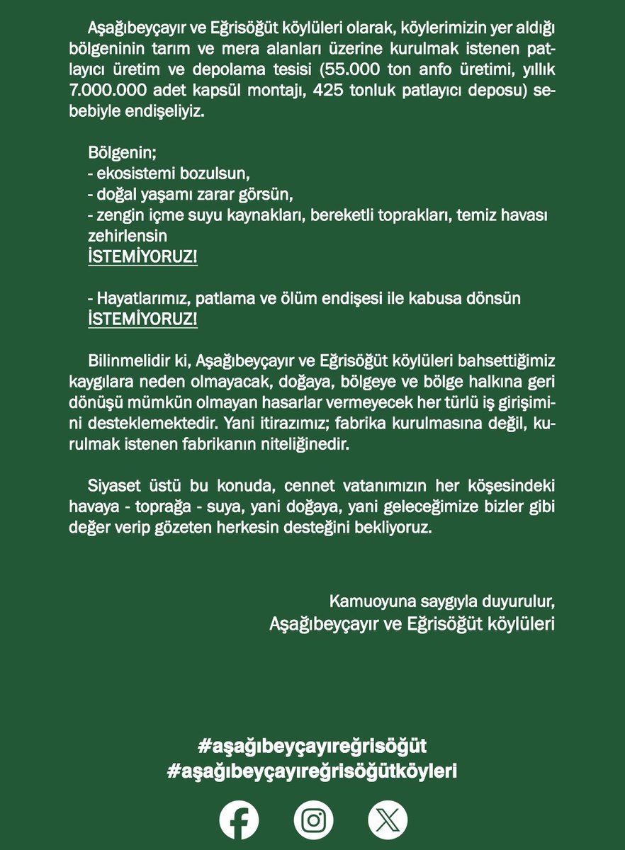 Dilek Özkan (@yuhbeyaws1) on Twitter photo #köyümedokunma
#patlayıcımaddeistemiyoruz #köyümedokunma #eğrisöğütaşağıbeyçayırköyleri
<a href="/kayserivaliligi/">T.C.Kayseri Valiliği</a> @kayseribsb <a href="/csbgovtr/">T.C. Çevre, Şehircilik ve İklim Dğş. Bakanlığı</a> <a href="/gokmen_cicek_/">Gökmen Çiçek</a> <a href="/temavakfi/">TEMA Vakfı</a> @kayseriradartv #köyümedokunma
#patlayıcımaddeistemiyoruz #köyümedokunma #eğrisöğütaşağıbeyçayırköyleri
<a href="/kayserivaliligi/">T.C.Kayseri Valiliği</a> @kayseribsb <a href="/csbgovtr/">T.C. Çevre, Şehircilik ve İklim Dğş. Bakanlığı</a> <a href="/gokmen_cicek_/">Gökmen Çiçek</a> <a href="/temavakfi/">TEMA Vakfı</a> @kayseriradartv