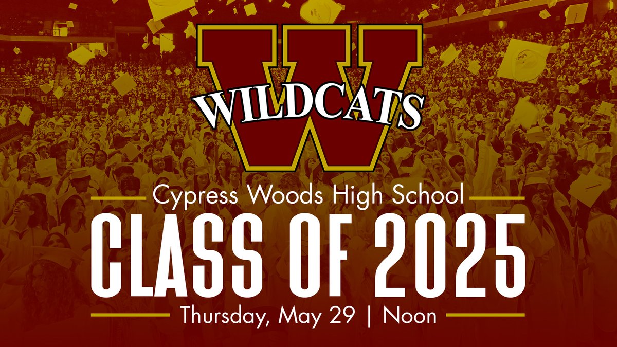 We're excited to celebrate the Cypress Woods HS Class of 2025! Be sure to have your tickets and clear bags ready upon entering the facility.
More facility policies and ceremony livestream here: berrycenter.net/cfisd-graduati…