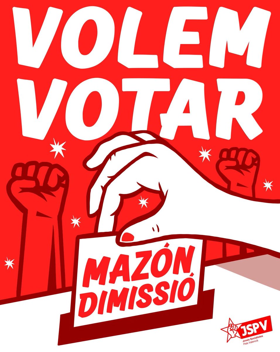 ✊🏻 MAZÓN DIMISSIÓ‼️

🗳️ Volem votar 🌹

#MazónDimissió #VolemVotar 
#AmbConvicció #JSPV