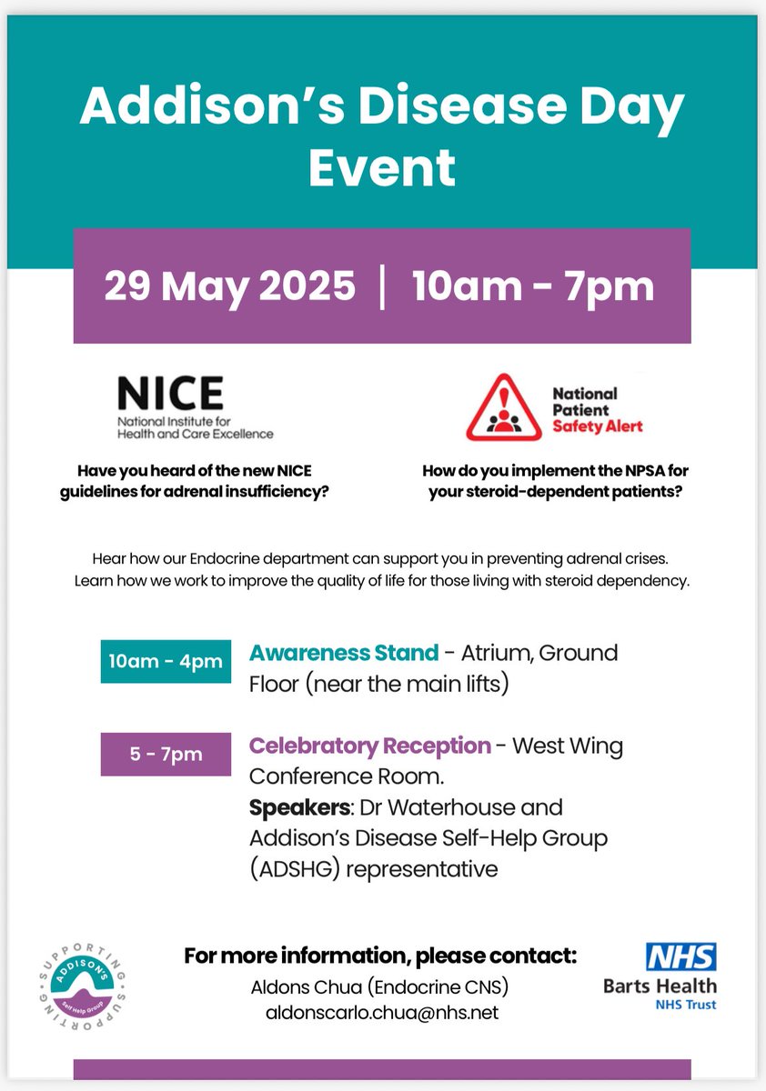 Aldons (@aldonschua) on Twitter photo We’re all set for the Addison’s Day tomorrow! 🤩
<a href="/AddisonsUK/">Addison's Disease Self-Help Group (ADSHG)</a> <a href="/NHSBartsHealth/">Barts Health</a> We’re all set for the Addison’s Day tomorrow! 🤩
<a href="/AddisonsUK/">Addison's Disease Self-Help Group (ADSHG)</a> <a href="/NHSBartsHealth/">Barts Health</a>