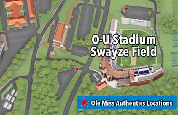 OleMissSports's tweet image. Gear up at the game! Come check out our two @OMAuthentics locations outside of Swayze Field for the Oxford Regional.