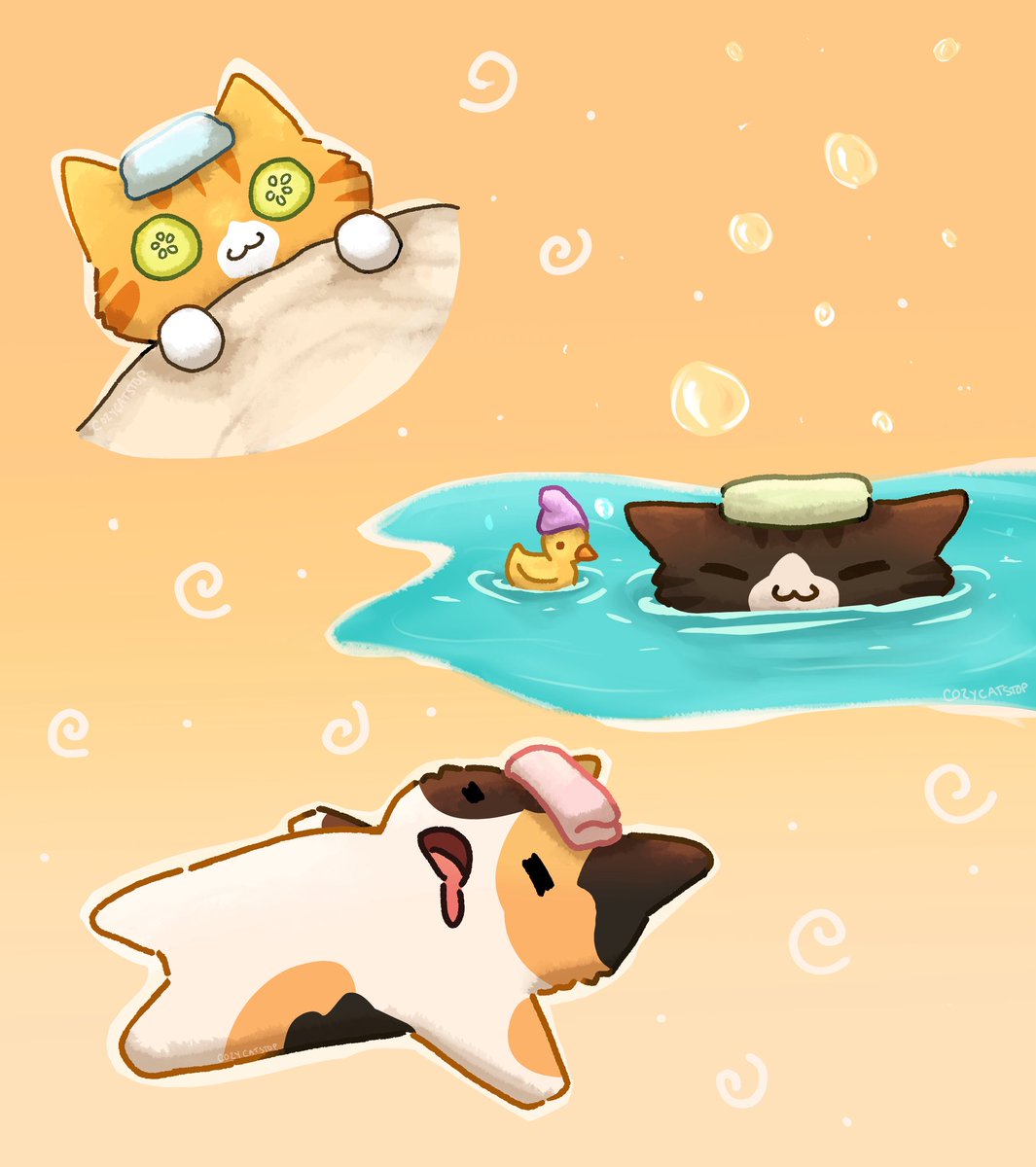 Spa day! 🫧🧼
#art #catart #cuteart