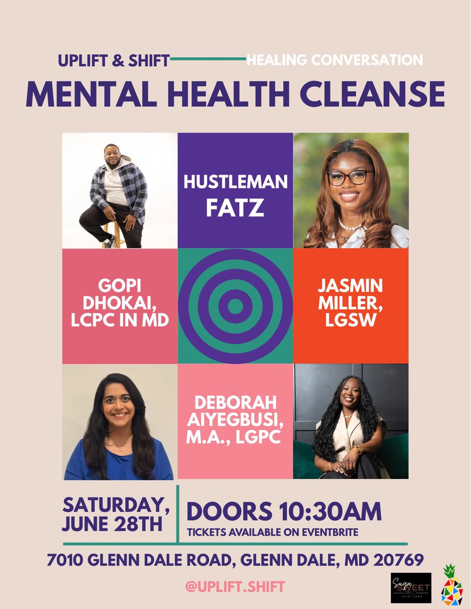 Good afternoon everyone! Come and join us as we host our 2nd Annual Mental Health Cleanse event on Saturday, June 28th!! Tickets are available now in our bio, and they’re FREE‼️ We will have licensed professionals, vendors, and many more! 🧠🙏🏼

eventbrite.com/e/mental-healt…