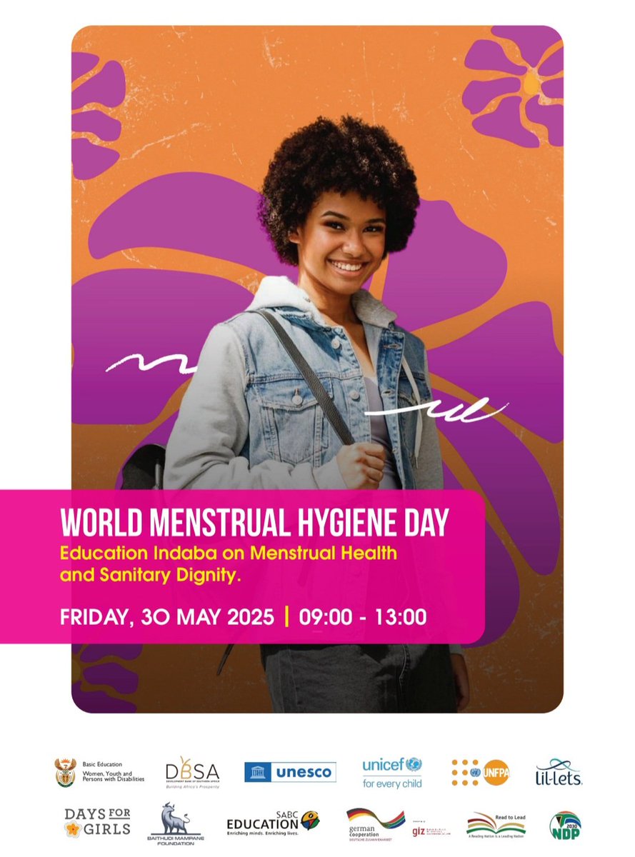 On Friday, 30 May 2025, the DBE, along strategic partners, will commemorate #WorldMenstrualHygieneDay by hosting an Education Indaba on Menstrual Health and Sanitary Dignity.

#EducationZA #PartnersInEducation #MenstrualHealthZA #SanitaryDignityZA #GovZAUpdates