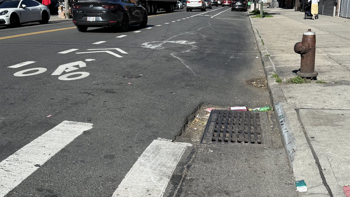 Am I right that this is a repair for <a href="/NYCWater/">NYC Water</a> to make and not <a href="/NYC_DOT/">NYC DOT</a>? It’s at a <a href="/NYCTBus/">NYCT Bus</a> stop and the weight makes it grow worse and worse. <a href="/nyc311/">New York City 311</a> can u assist with proper filing at 851 E New York Ave, Brooklyn, NY 11203