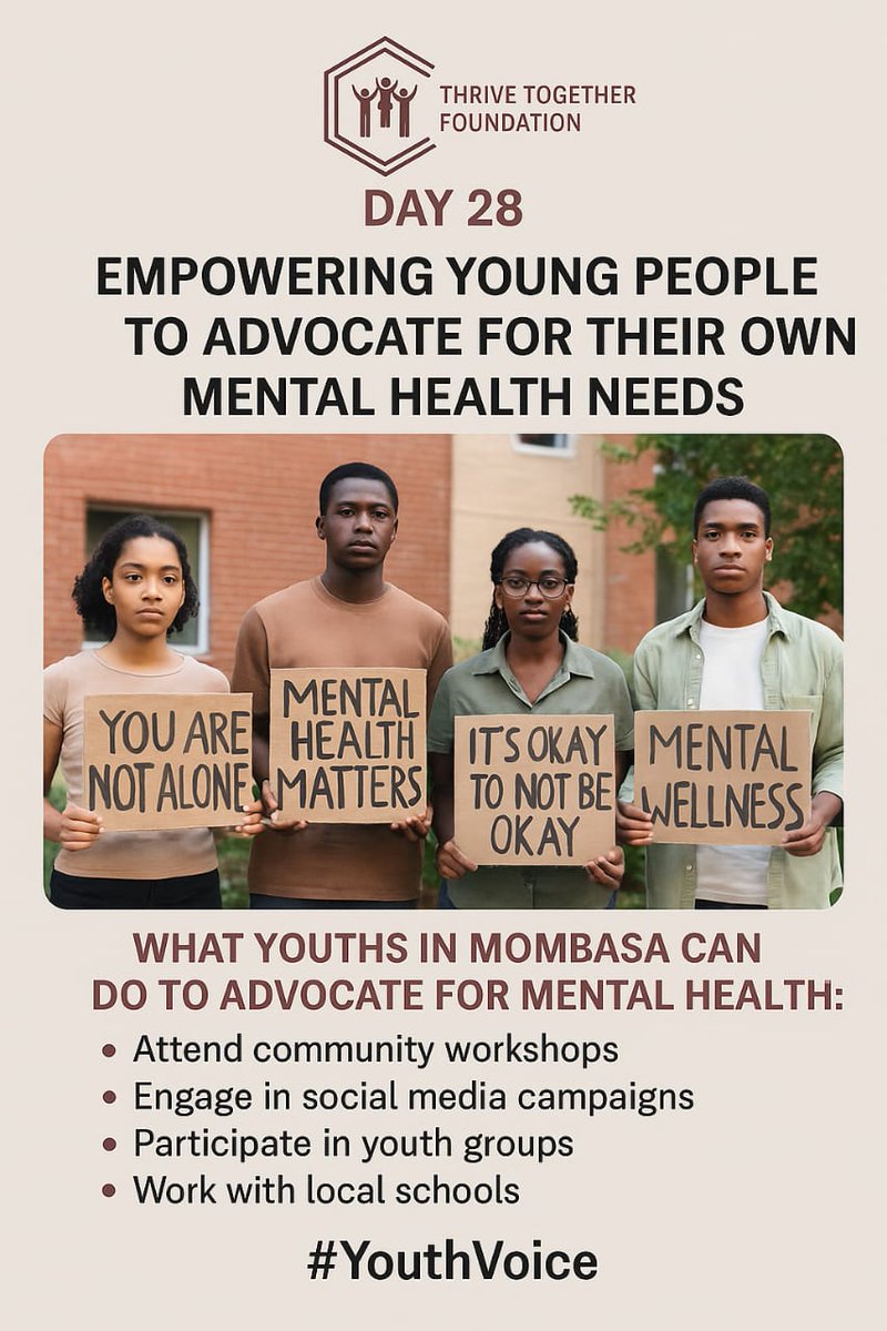 ThriveTogetherF's tweet photo. Day 28: Youth voices matter!
Mental health advocacy starts with you.
Let’s build a healthier future, together
#YouthVoice #MentalHealthMatters #ThriveTogetherfoundation https://t.co/7SEvseQBt1