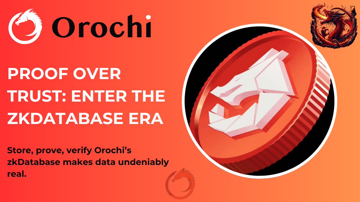 Chucksy30's tweet image. What if your database could prove its data is real?
This isn’t science fiction, it’s the power of zkDatabase by @OrochiNetwork.

A new era of verified, trustless data is here.
Let’s dive into why this changes everything you thought you knew 

A🧵👇

#zkDatabase #OrochiNetwork