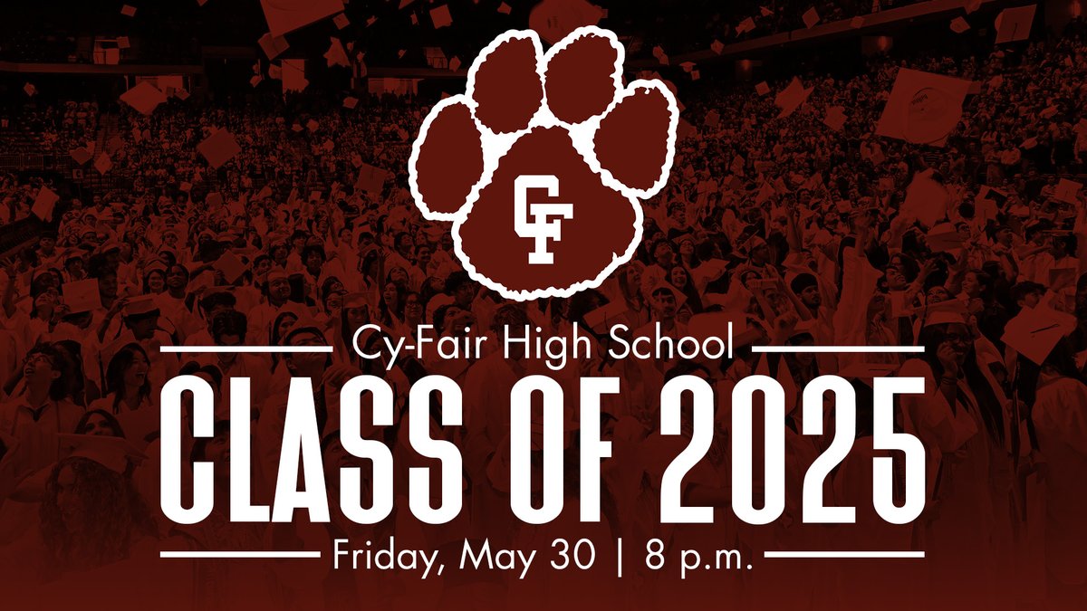 We're excited to celebrate the Cy-Fair HS Class of 2025! Be sure to have your tickets and clear bags ready upon entering the facility.
More facility policies and ceremony livestream here: berrycenter.net/cfisd-graduati…
