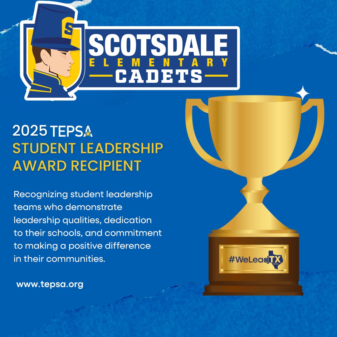 At Ysleta ISD, we don’t just teach. We empower your child. Congratulations to Scotsdale STUCO for receiving the TEPSA Student Leadership Award, recognizing their outstanding student leadership team and their impact on the community!  
Ready to experience Ysleta ISD? Enroll today!