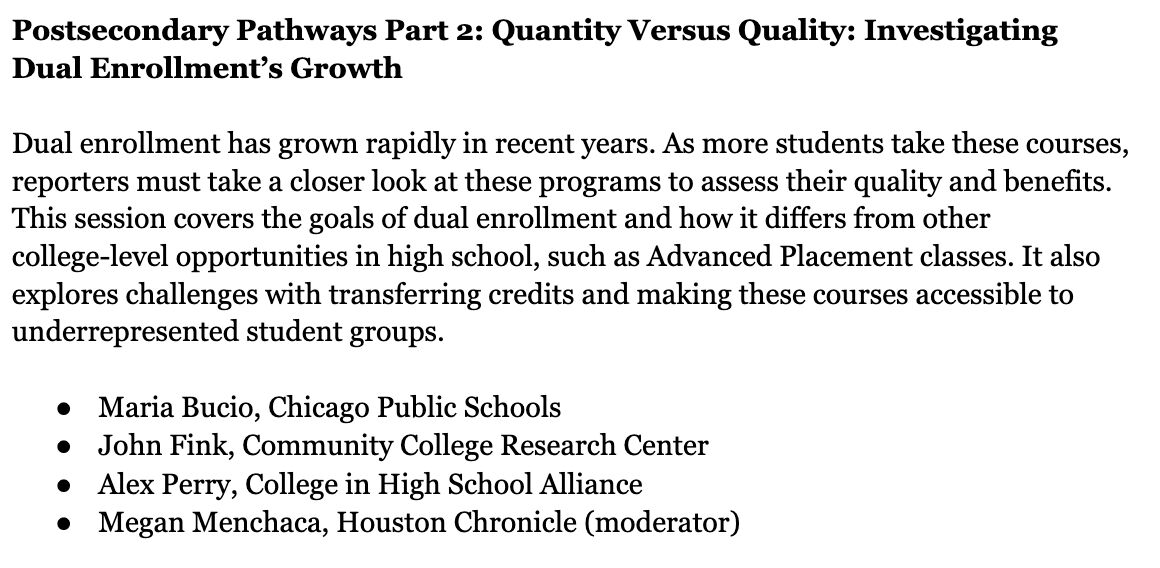 I'm thrilled to be moderating my first panel at the @edwriters National Seminar this week.

I'll be discussing postsecondary pathways and the rise of dual enrollment courses in the U.S. If you're in St. Louis Friday, would love to see you there! #ewa25