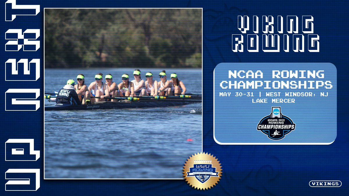 ROW | Up Next ➡️ The Vikings head to New Jersey as the defending champions at the NCAA Rowing Championships. Racing begins Friday morning on Lake Mercer!

📺 wwuvikings.com/ROW_Watch
⏱️ wwuvikings.com/ROW_Live