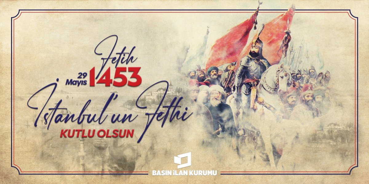 İstanbul'un fethi sadece bir şehrin değil, yeni bir çağın kapılarını aralayarak dünya tarihinin akışını değiştirmiş şanlı bir zaferdir. Büyük fethin 572. yıl dönümünde Fatih Sultan Mehmet Han ve kahraman ordusunu rahmet ve minnetle yâd ediyoruz. #İstanbulunFethi #29Mayıs1453