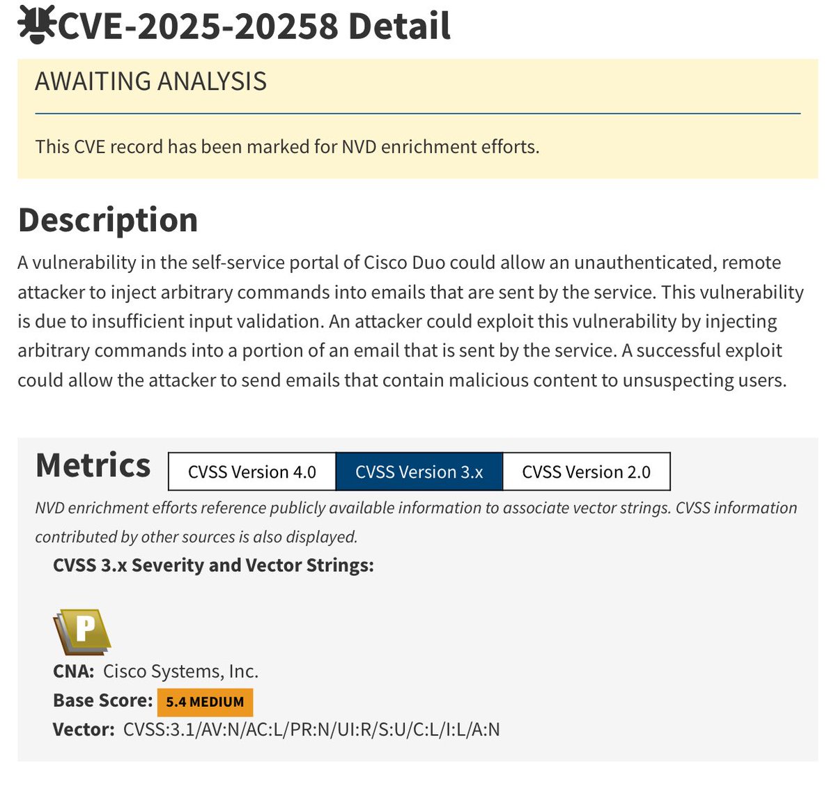 code_13x's tweet image. My first CVE-2025-20258 in Cisco Duo Authentication
sec.cloudapps.cisco.com/security/cente…
#BugBounty #EthicalHacking #hackerone @Hacker0x01