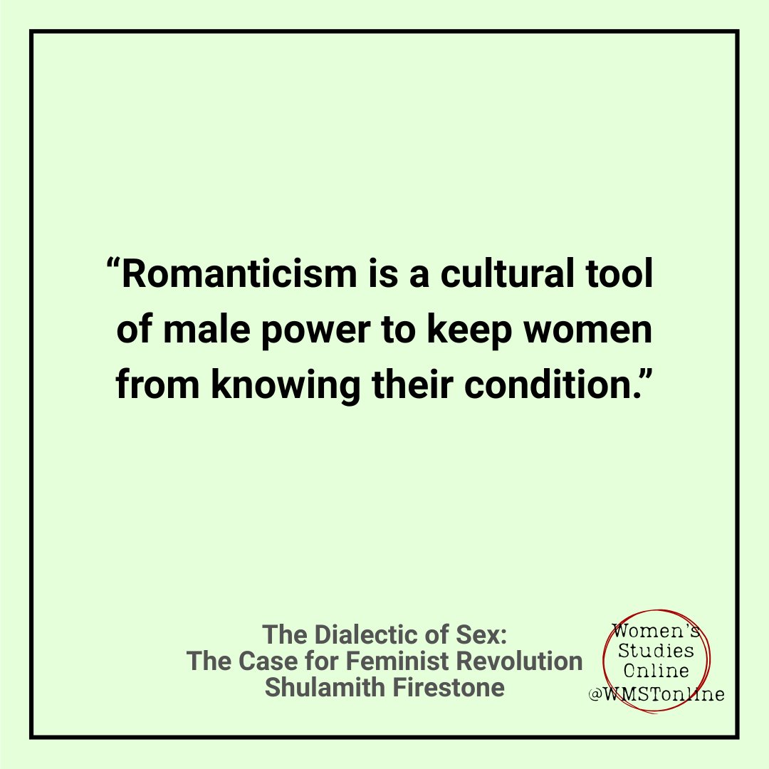 WMSTonline's tweet photo. 'The Dialectic of Sex' by Shulamith Firestone (1970) is our Book of the Week 📖
#feminism #feministquotes #feministliterature #feministtheory #ShulamithFirestone #ShumamithFirestoneQuotes #DialecticOfSex https://t.co/nmDp2SAni1