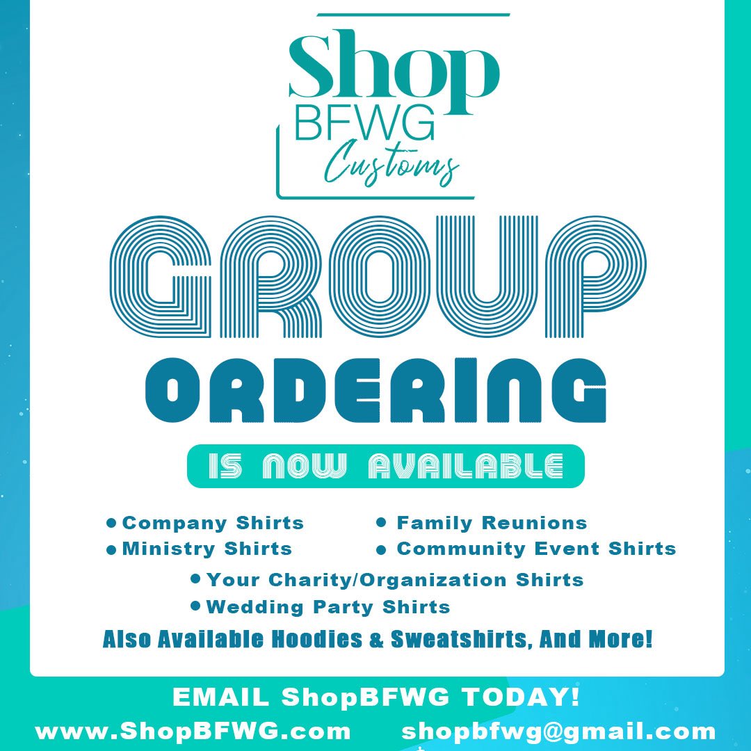 SHOPBFWG's tweet photo. Hey Family! 
Connect With @SHOPBFWG LLC. This Summer! Group Ordering Available! 

Clothing Brands, Events, Conferences, Expos, Businesses, Ministries/Churches, Organizations, Family Reunions, Wedding Parties, Sports Teams, Community Events And More…

https://t.co/IrbcqQRTTy https://t.co/n92MnnWKXW