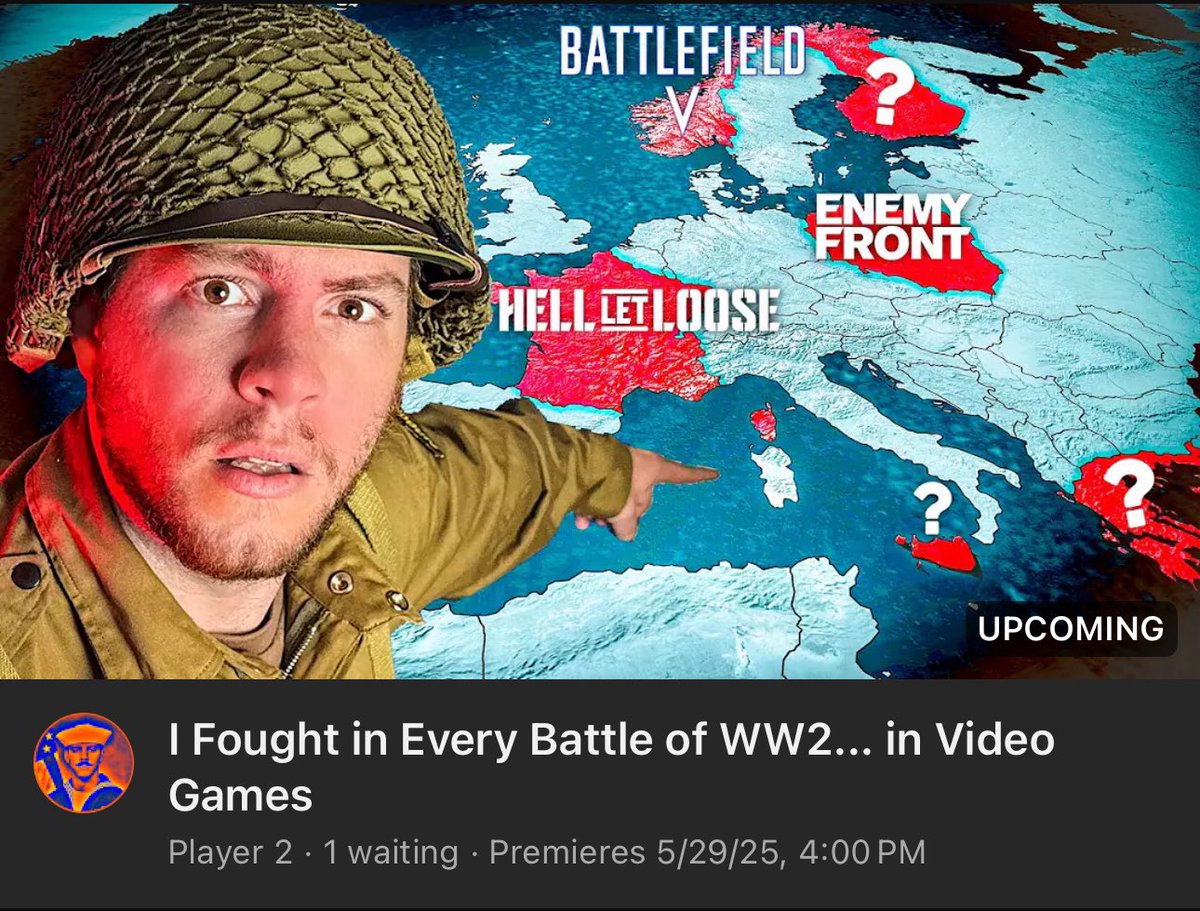 3 months ago... 

I had an idea to playthrough the entirety of WW2 in video games. This video is now the length of a Lord of the RIngs movie. 

Finally releasing it May 29th at 4pm EST