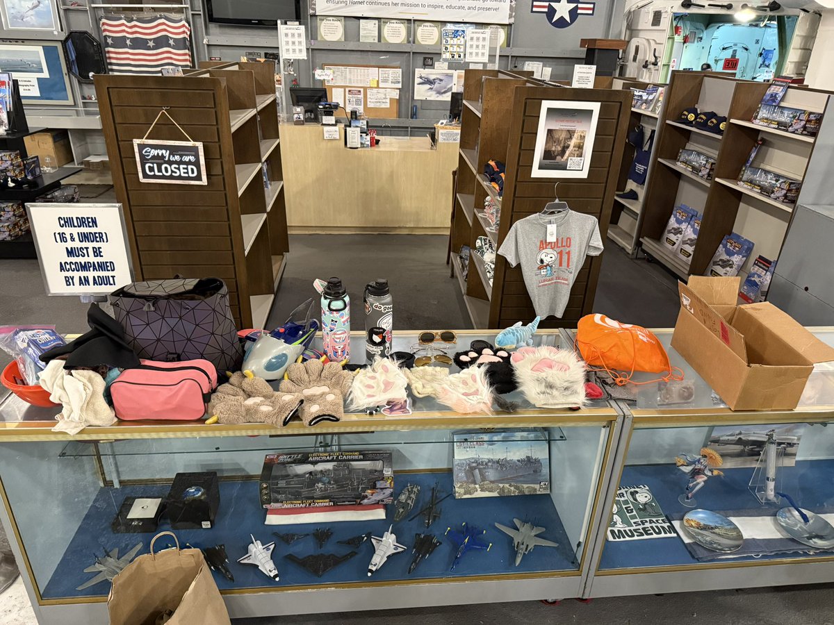 This is our lost and found as of this morning. If anything of yours please come by the security desk at the USS Hornet and claim your items in the next two weeks. Or call the museum to make arrangements. They are open weekends but sometimes have staff there Monday-Friday too.