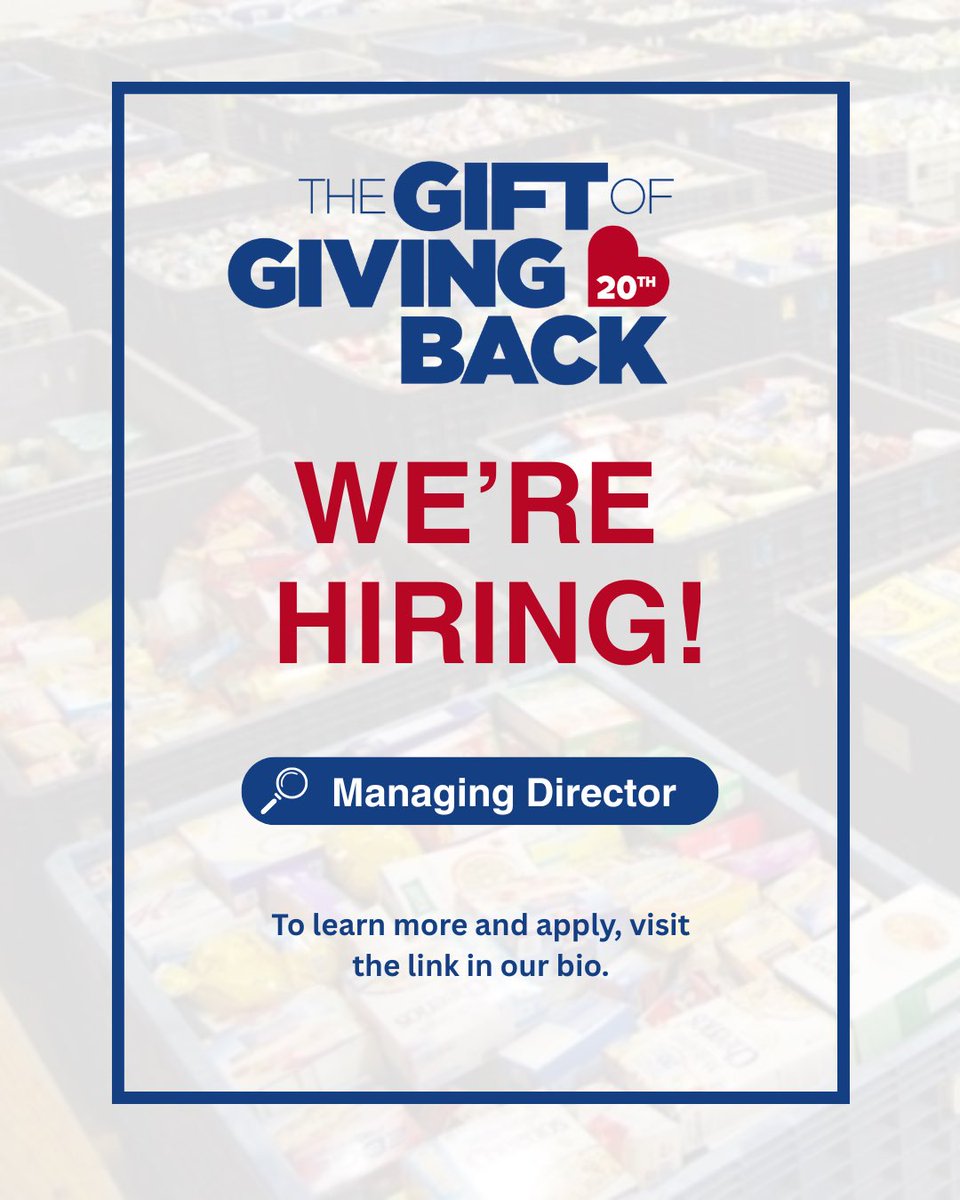 Join our team! ❤️ We are seeking a Managing Director to lead and expand our impactful mission. This paid position demands a strategic thinker with a deep understanding of the organization’s core values and goals. More information ➡️  giftofgivingback.ca/news/